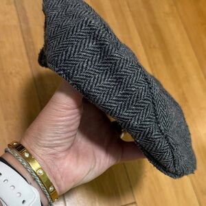 Gray Herringbone Flat Cap fits approximately 6-24 months